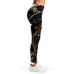 Gold And Black Sagittarius Sign Print Women's Leggings
