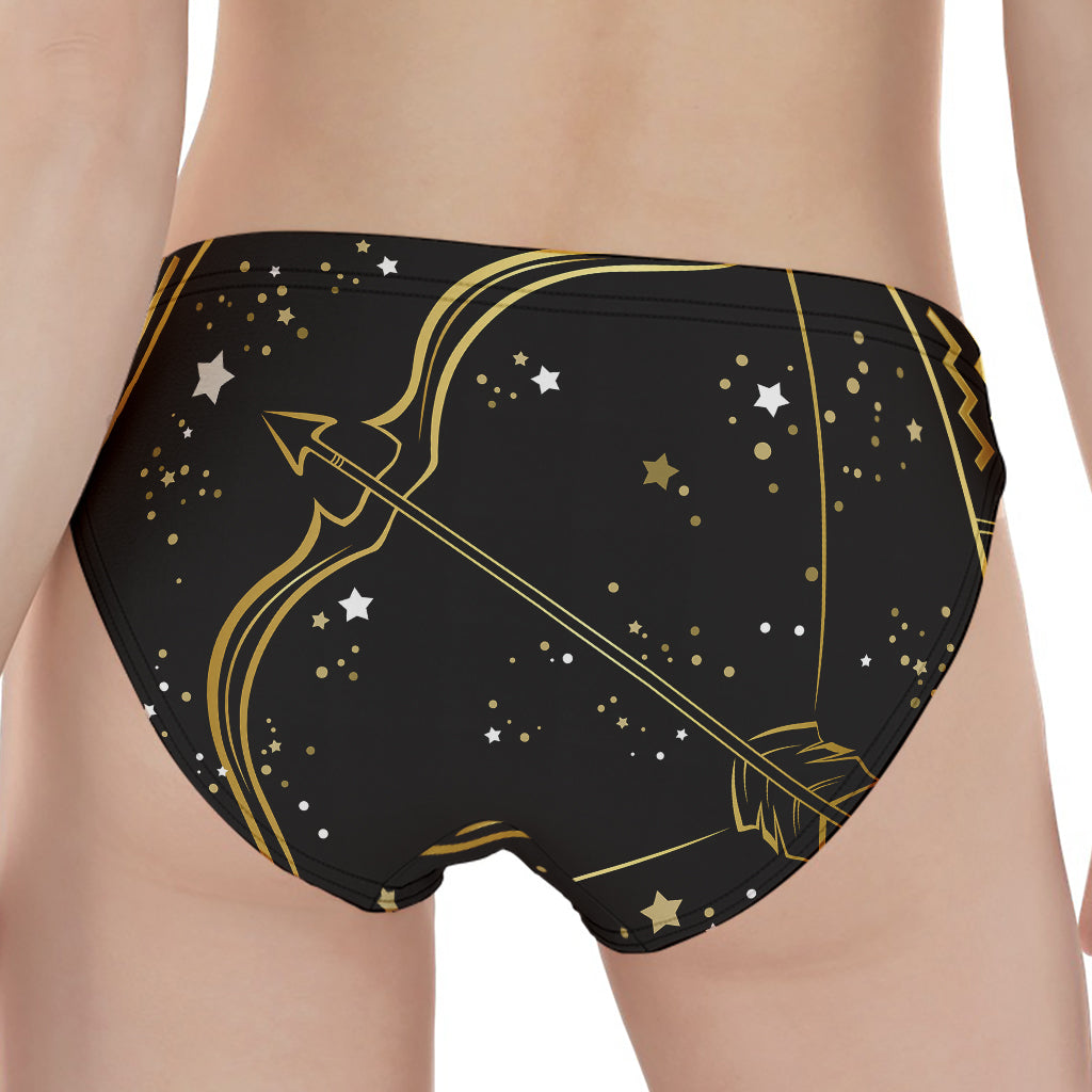 Gold And Black Sagittarius Sign Print Women's Panties