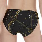 Gold And Black Sagittarius Sign Print Women's Panties