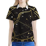 Gold And Black Sagittarius Sign Print Women's Polo Shirt