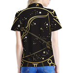 Gold And Black Sagittarius Sign Print Women's Polo Shirt