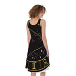 Gold And Black Sagittarius Sign Print Women's Sleeveless Dress