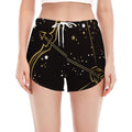 Gold And Black Sagittarius Sign Print Women's Split Running Shorts