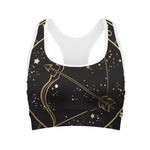 Gold And Black Sagittarius Sign Print Women's Sports Bra