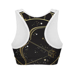 Gold And Black Sagittarius Sign Print Women's Sports Bra