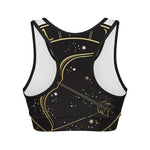 Gold And Black Sagittarius Sign Print Women's Sports Bra