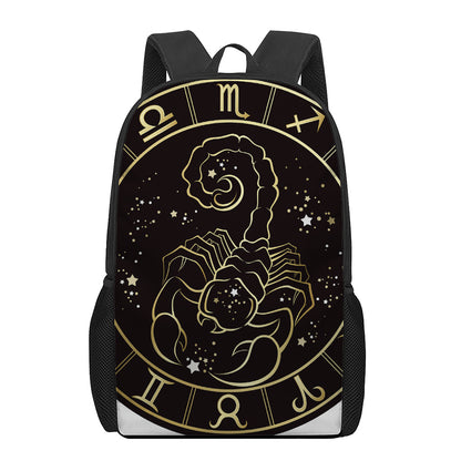 Gold And Black Scorpio Sign Print 17 Inch Backpack