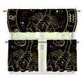 Gold And Black Scorpio Sign Print 3 Piece Kitchen Curtains