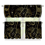 Gold And Black Scorpio Sign Print 3 Piece Kitchen Curtains