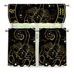 Gold And Black Scorpio Sign Print 3 Piece Kitchen Curtains