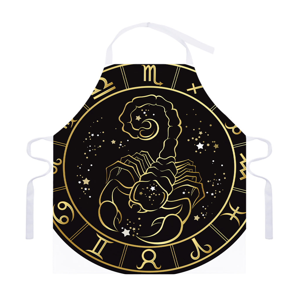 Gold And Black Scorpio Sign Print Adjustable Apron