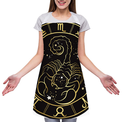 Gold And Black Scorpio Sign Print Adjustable Apron