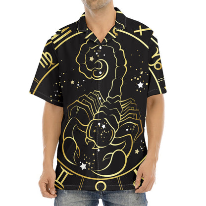 Gold And Black Scorpio Sign Print Aloha Shirt