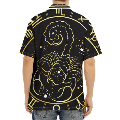 Gold And Black Scorpio Sign Print Aloha Shirt