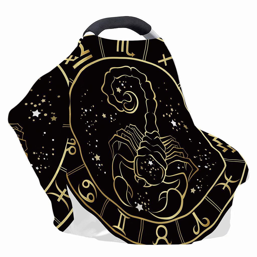 Gold And Black Scorpio Sign Print Baby Seat Cover