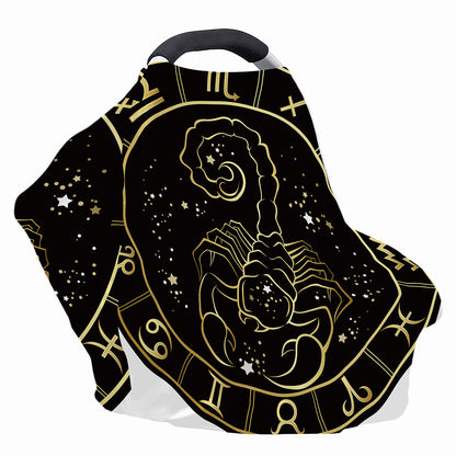 Gold And Black Scorpio Sign Print Baby Seat Cover
