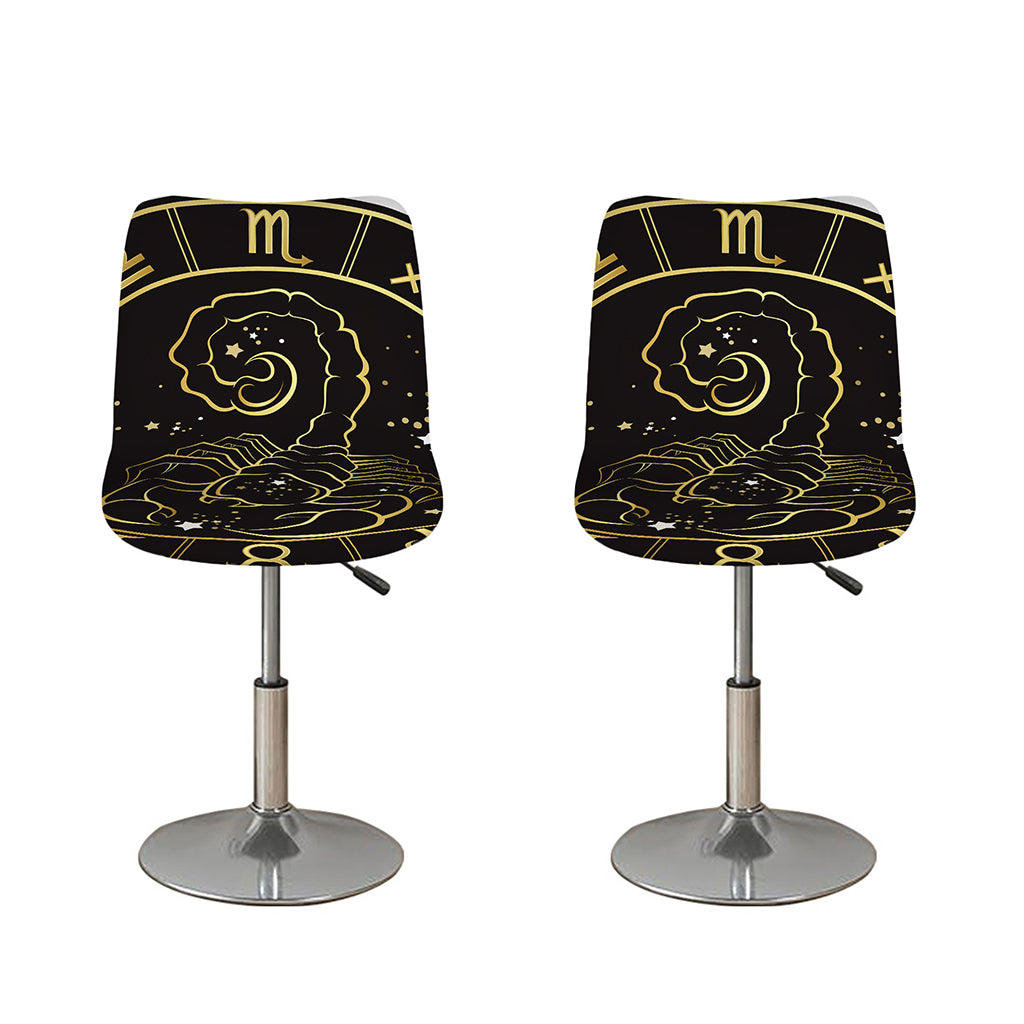 Gold And Black Scorpio Sign Print Bar Stool Covers