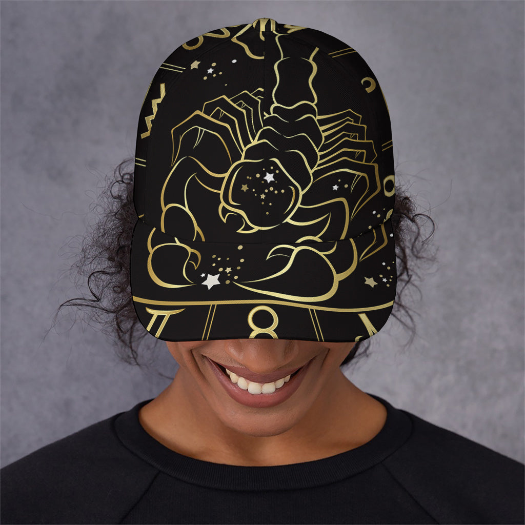 Gold And Black Scorpio Sign Print Baseball Cap