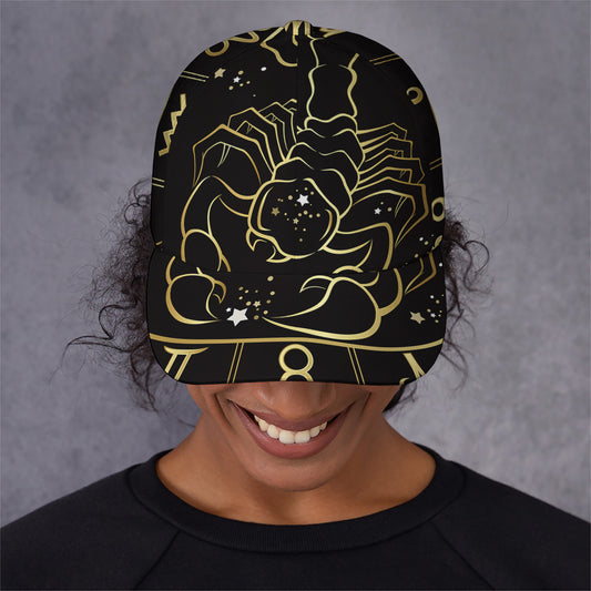Gold And Black Scorpio Sign Print Baseball Cap