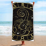 Gold And Black Scorpio Sign Print Beach Towel