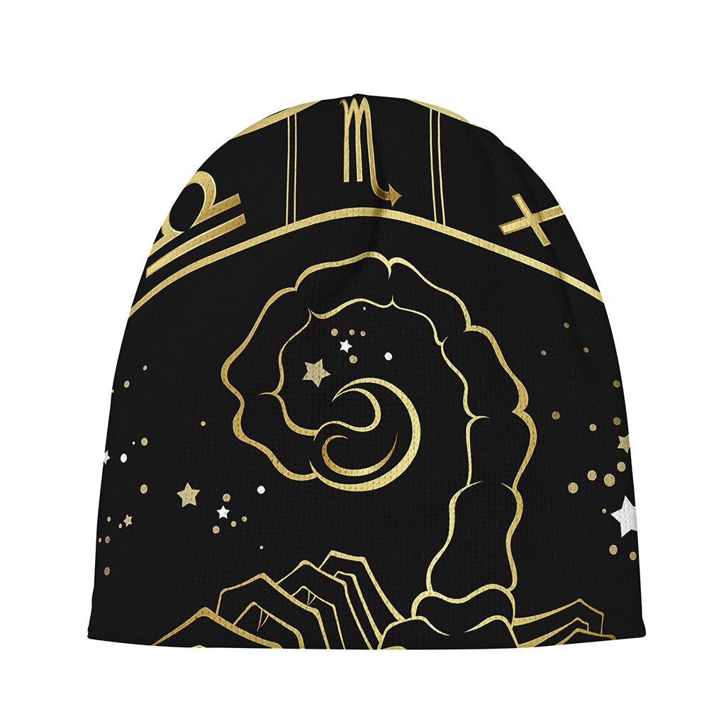 Gold And Black Scorpio Sign Print Beanie