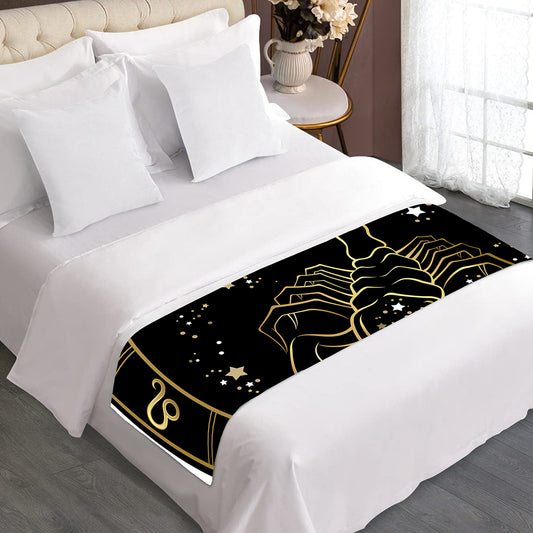 Gold And Black Scorpio Sign Print Bed Runner