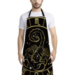 Gold And Black Scorpio Sign Print Bib Apron With Pocket