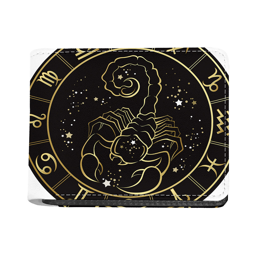 Gold And Black Scorpio Sign Print Bifold Wallet