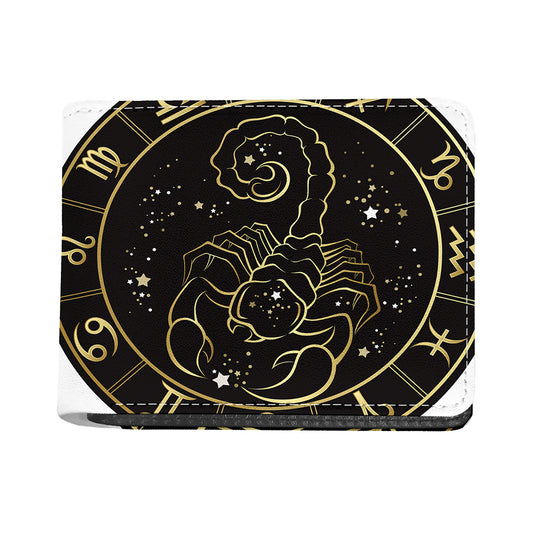 Gold And Black Scorpio Sign Print Bifold Wallet