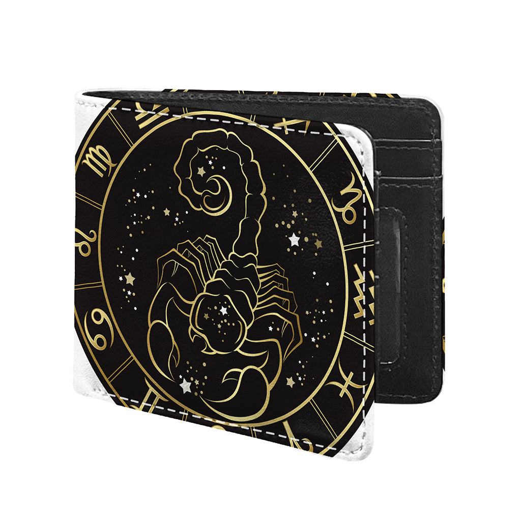 Gold And Black Scorpio Sign Print Bifold Wallet