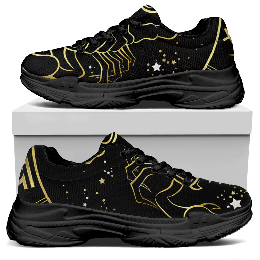 Gold And Black Scorpio Sign Print Black Chunky Shoes