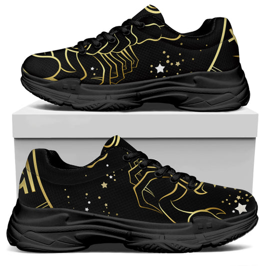 Gold And Black Scorpio Sign Print Black Chunky Shoes