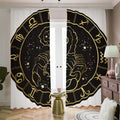 Gold And Black Scorpio Sign Print Dimout Pencil Pleat Curtains