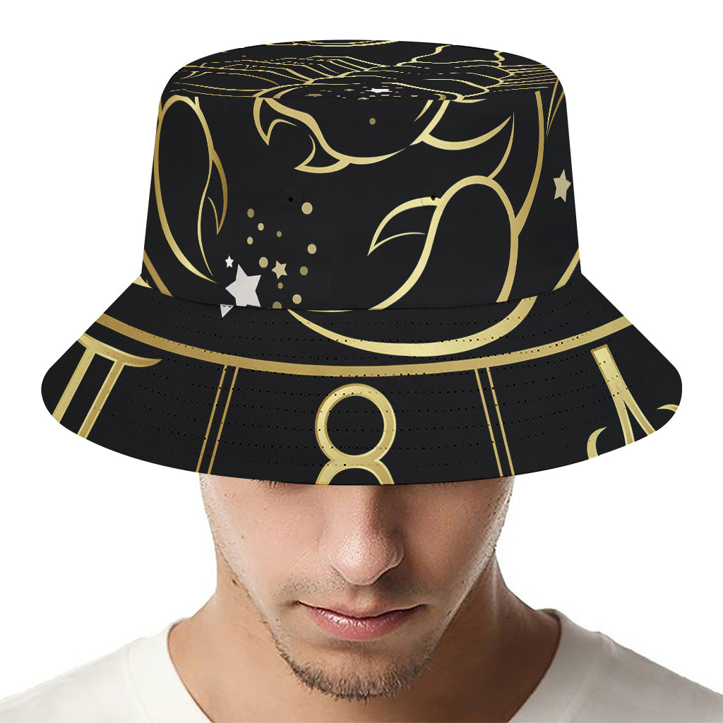 Gold And Black Scorpio Sign Print Bucket Hat
