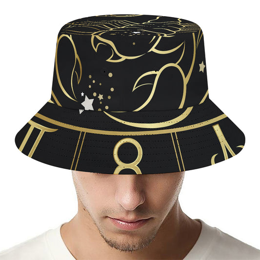 Gold And Black Scorpio Sign Print Bucket Hat
