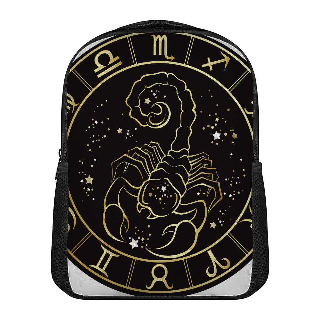 Gold And Black Scorpio Sign Print Casual Backpack