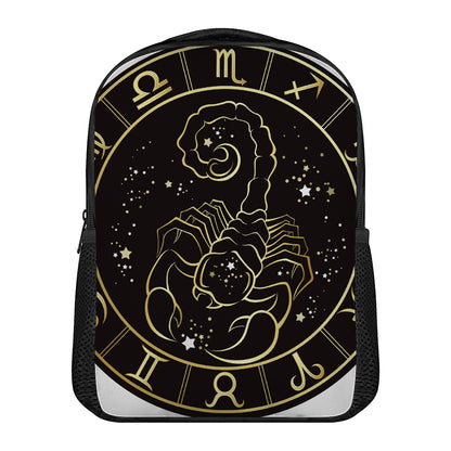 Gold And Black Scorpio Sign Print Casual Backpack