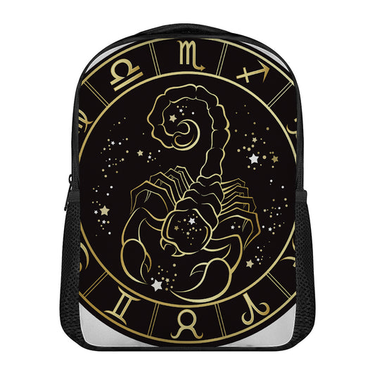 Gold And Black Scorpio Sign Print Casual Backpack