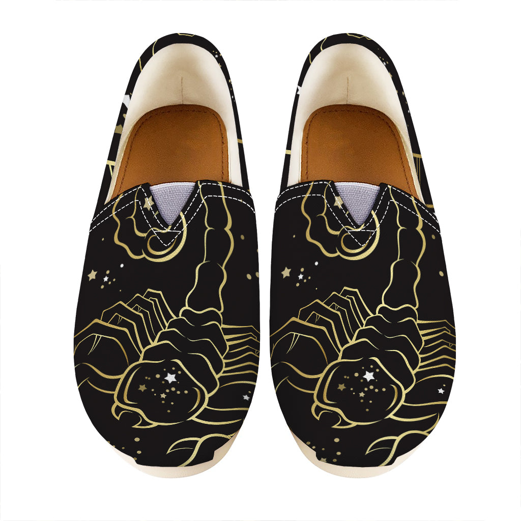 Gold And Black Scorpio Sign Print Casual Shoes