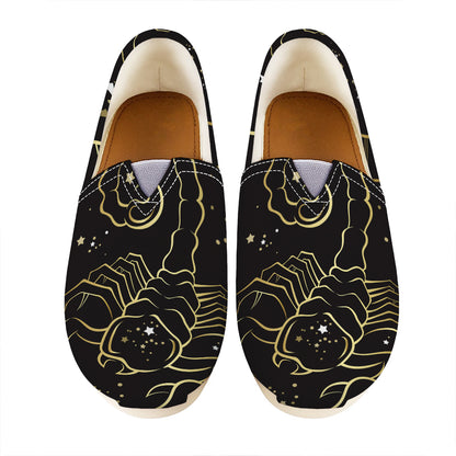 Gold And Black Scorpio Sign Print Casual Shoes