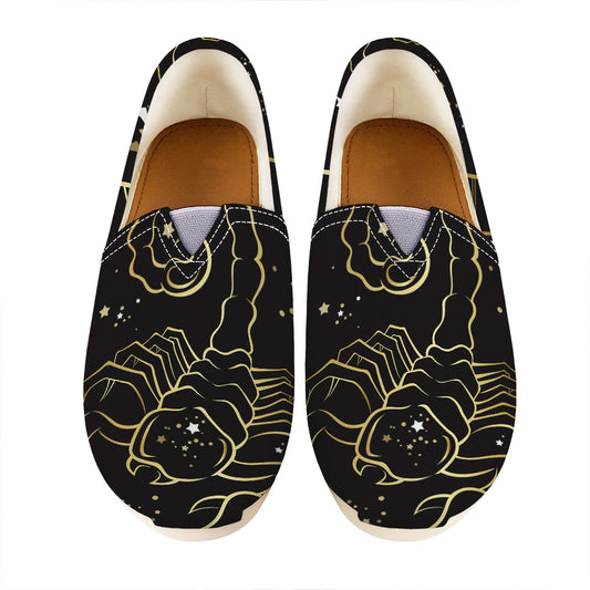 Gold And Black Scorpio Sign Print Casual Shoes