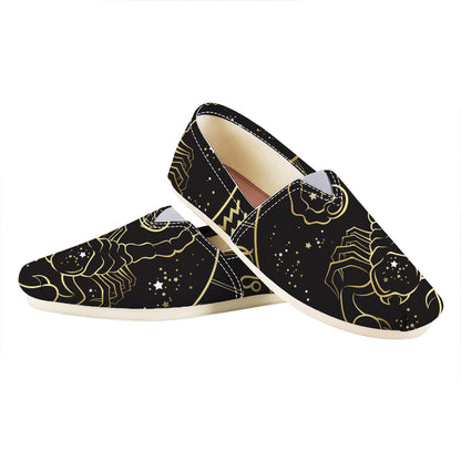 Gold And Black Scorpio Sign Print Casual Shoes