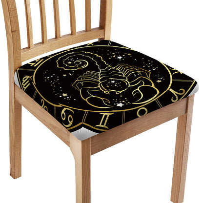 Gold And Black Scorpio Sign Print Chair Cushion Cover
