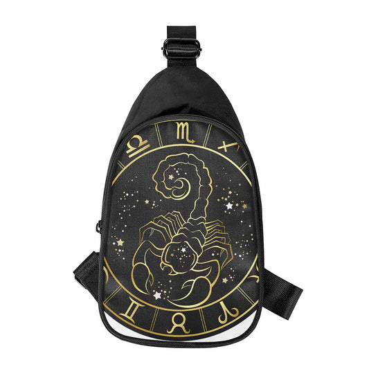Gold And Black Scorpio Sign Print Chest Bag