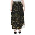 Gold And Black Scorpio Sign Print Chiffon Maxi Skirt