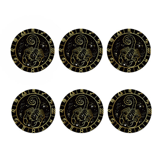Gold And Black Scorpio Sign Print Coaster Set
