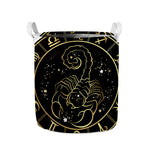 Gold And Black Scorpio Sign Print Collapsible Laundry Basket
