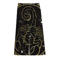 Gold And Black Scorpio Sign Print Cotton Front Slit Maxi Skirt