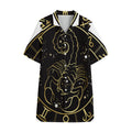 Gold And Black Scorpio Sign Print Cotton Hawaiian Shirt