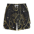 Gold And Black Scorpio Sign Print Cotton Shorts